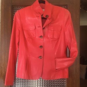 Elegant dark pink leather jacket